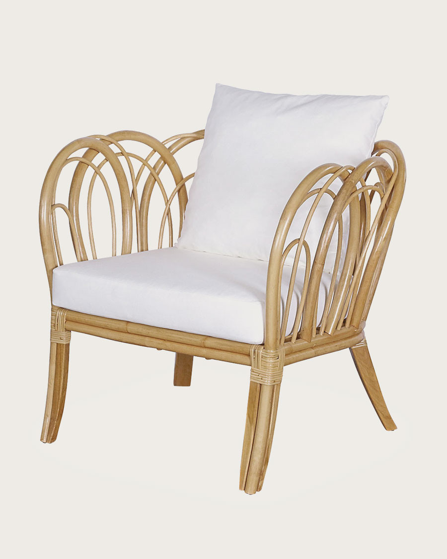 Aurora- Fauteuil de jardin en rotin avec coussin blanc