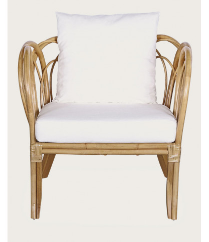 Aurora- Fauteuil de jardin en rotin avec coussin blanc