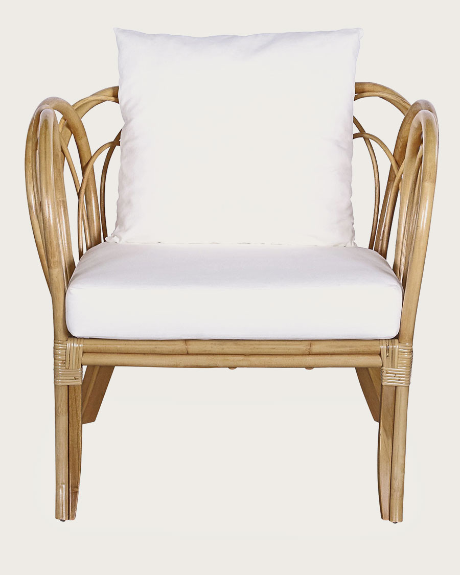 Aurora- Fauteuil de jardin en rotin avec coussin blanc