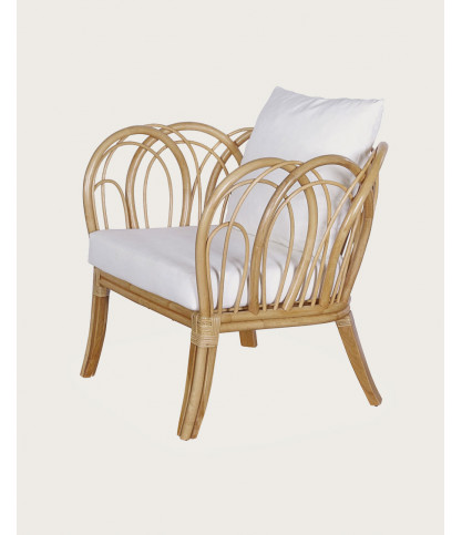 Aurora- Fauteuil de jardin en rotin avec coussin blanc
