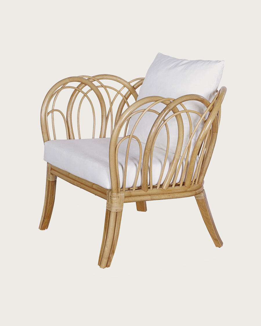 Aurora- Fauteuil de jardin en rotin avec coussin blanc