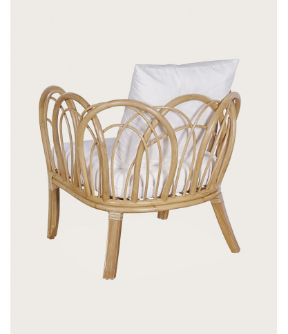 Aurora- Fauteuil de jardin en rotin avec coussin blanc