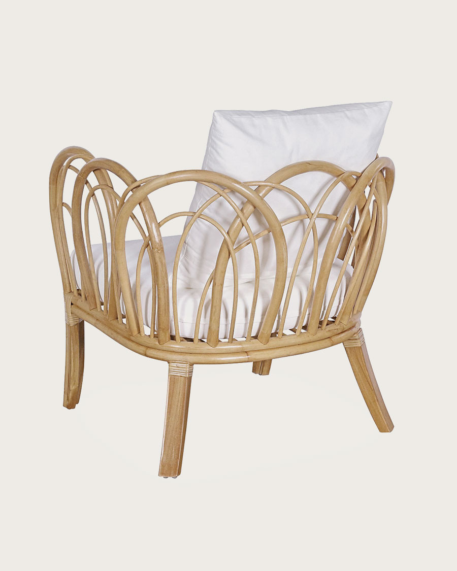 Aurora- Fauteuil de jardin en rotin avec coussin blanc