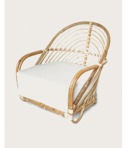 Gaia - Fauteuil en rotin tressé et coussin Blanc