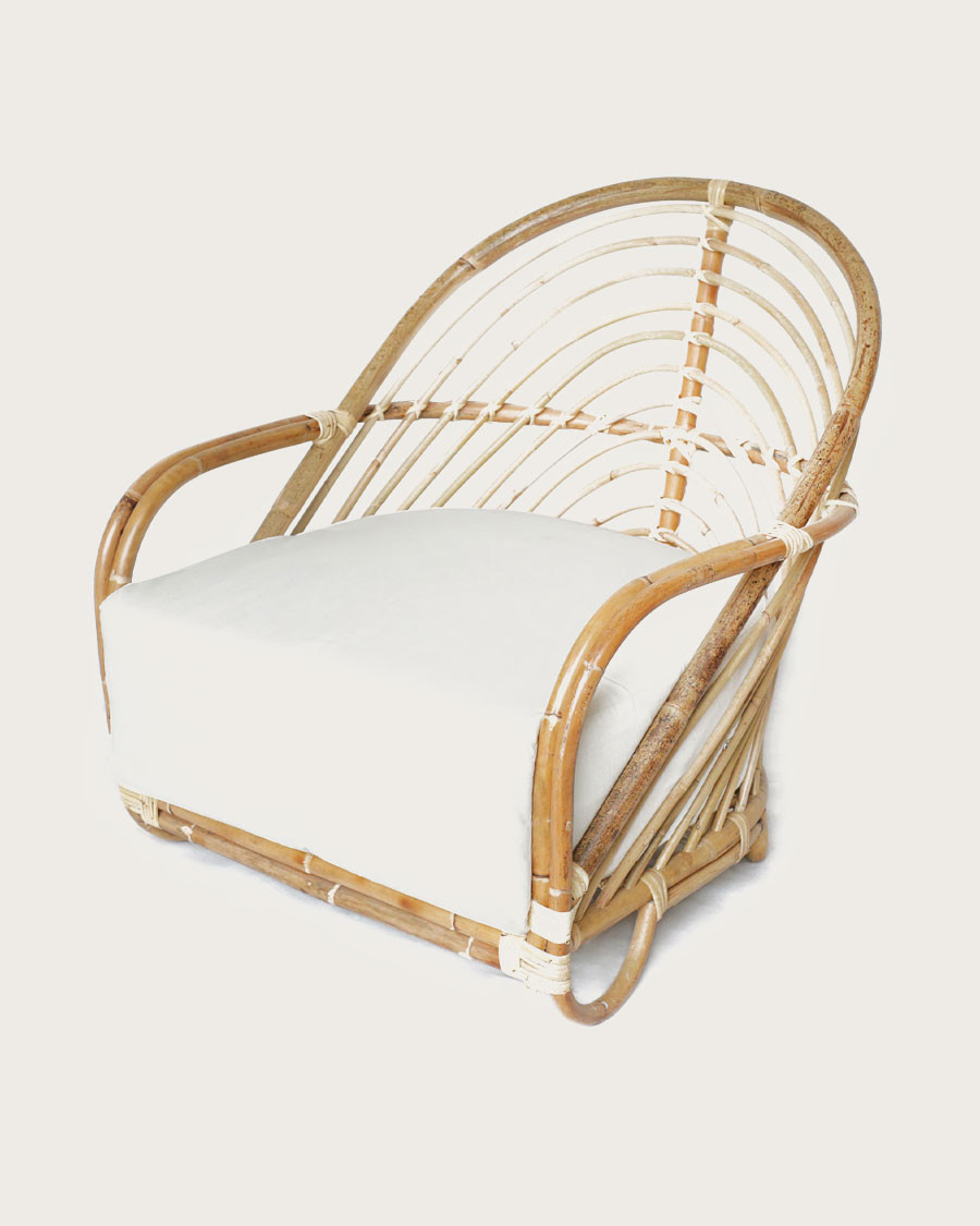 Gaia - Fauteuil en rotin tressé et coussin Blanc