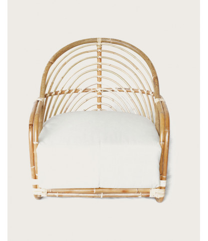 Gaia - Fauteuil en rotin tressé et coussin Blanc