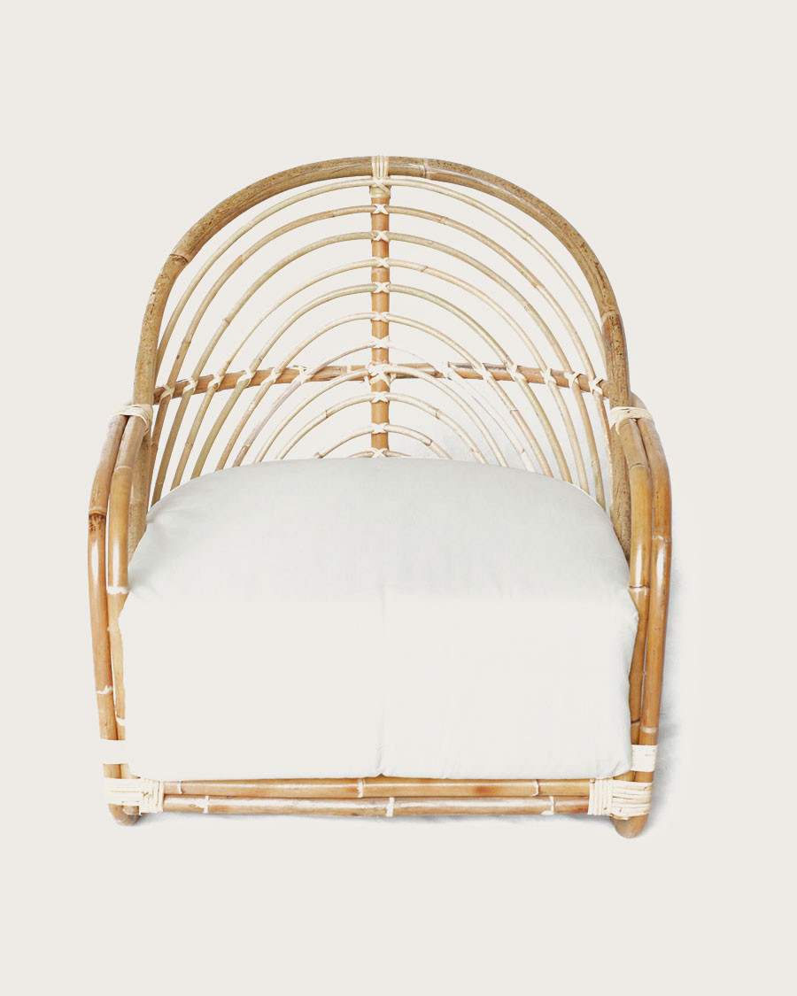 Gaia - Fauteuil en rotin tressé et coussin Blanc