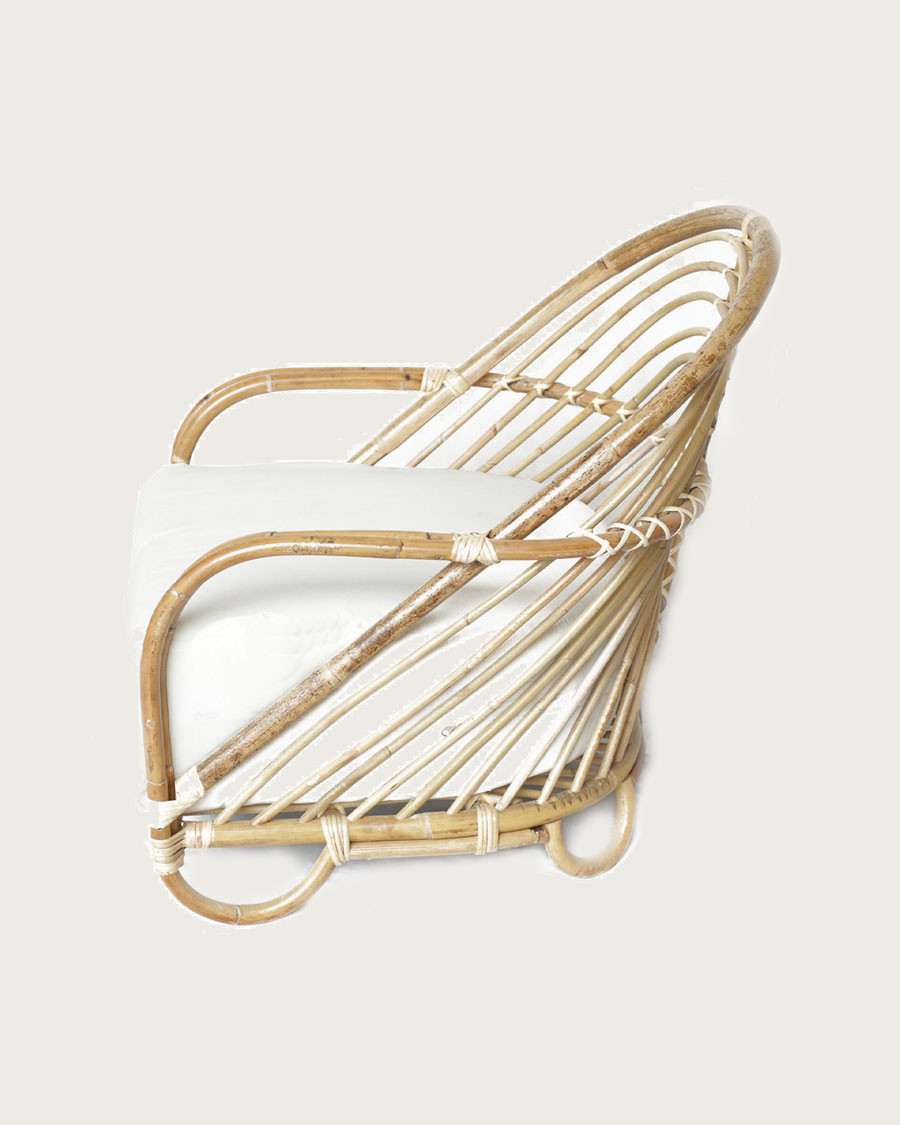 Gaia - Fauteuil en rotin tressé et coussin Blanc