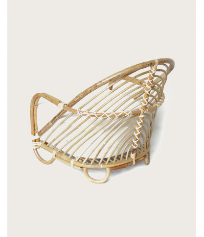 Gaia - Fauteuil en rotin tressé et coussin Blanc