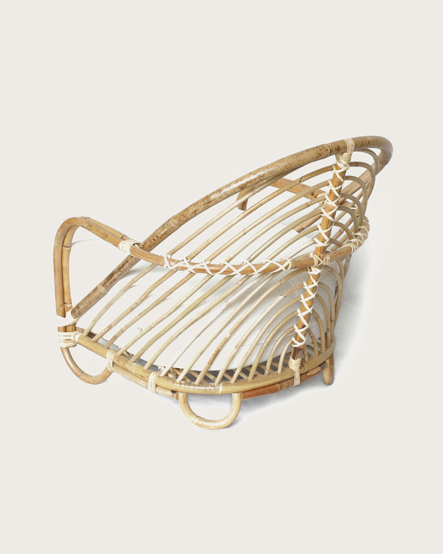 Gaia - Fauteuil en rotin tressé et coussin Blanc