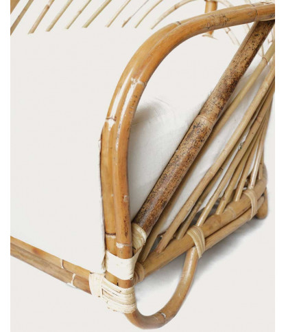 Gaia - Fauteuil en rotin tressé et coussin Blanc