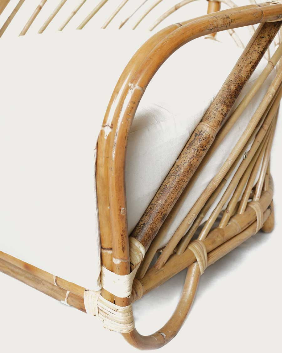 Gaia - Fauteuil en rotin tressé et coussin Blanc