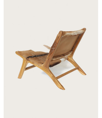 Alma -  Fauteuil en teck et peau de chèvre