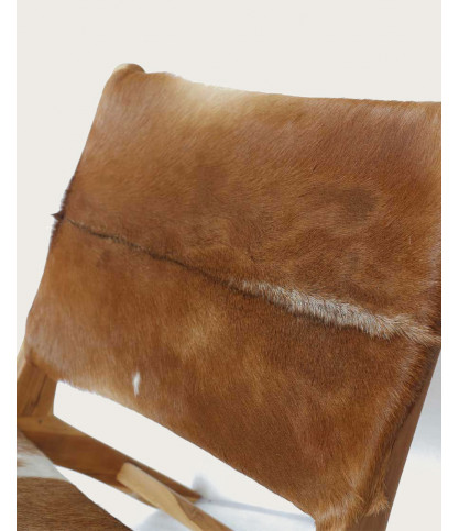 Alma -  Fauteuil en teck et peau de chèvre