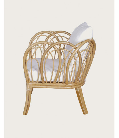 Aurora- Fauteuil de jardin en rotin avec coussin blanc