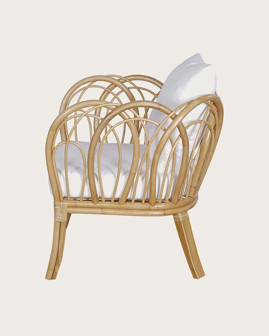 Aurora- Fauteuil de jardin en rotin avec coussin blanc