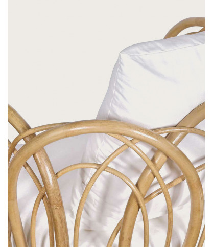 Aurora- Fauteuil de jardin en rotin avec coussin blanc