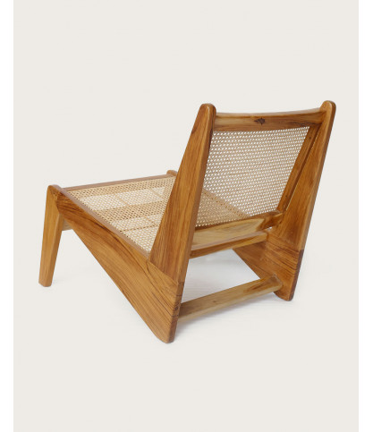 Aby - Fauteuil lounge en teck et cannage rotin