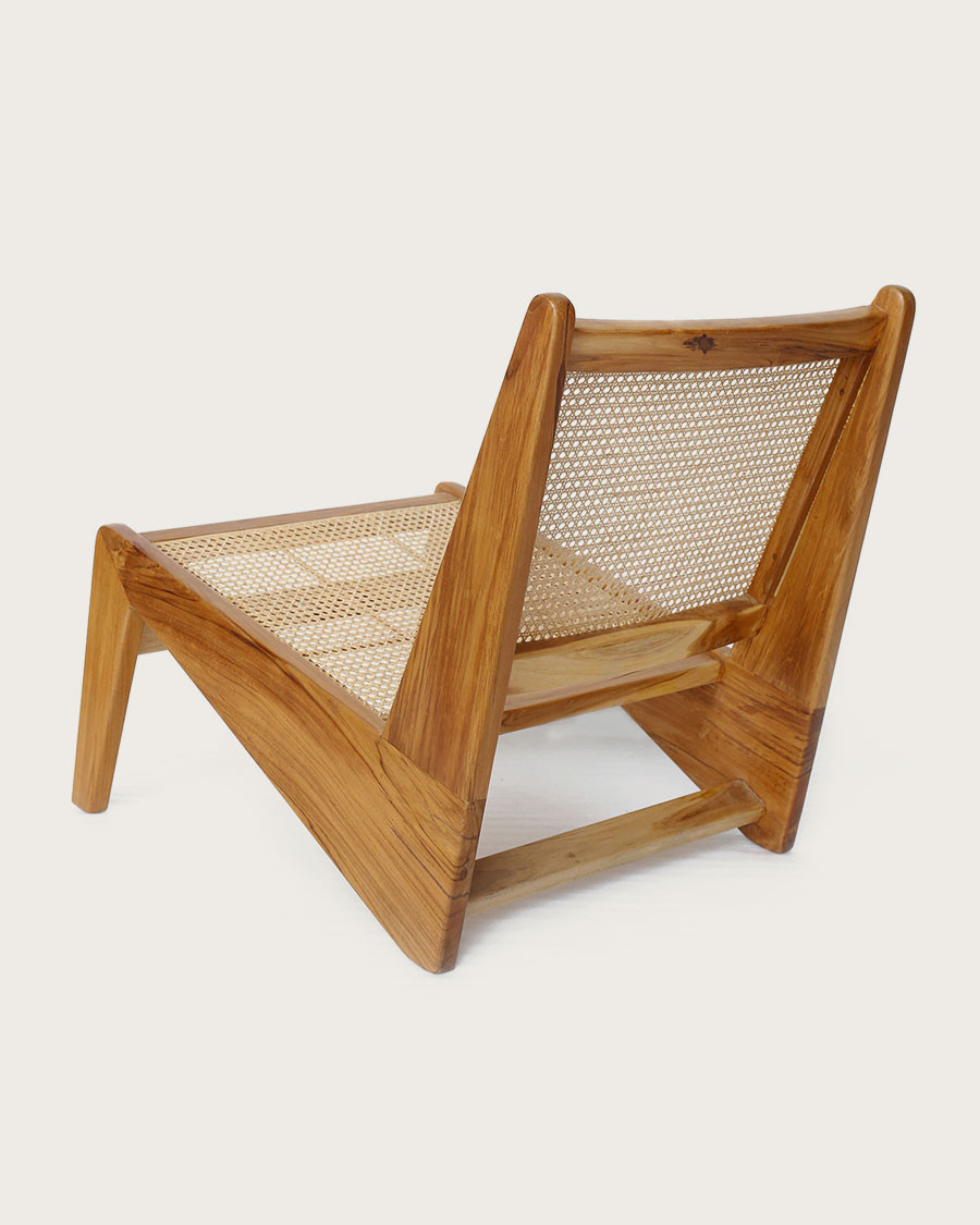 Aby - Fauteuil lounge en teck et cannage rotin