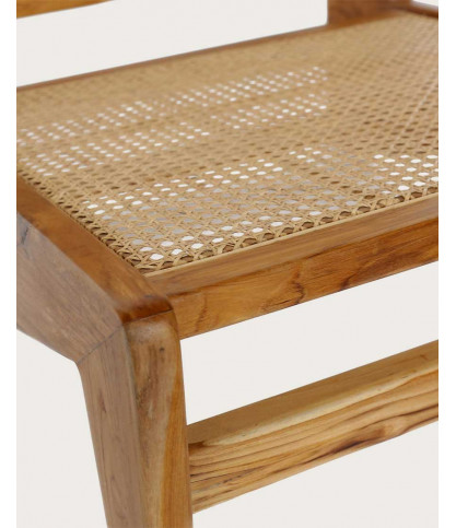 Aby - Fauteuil lounge en teck et cannage rotin