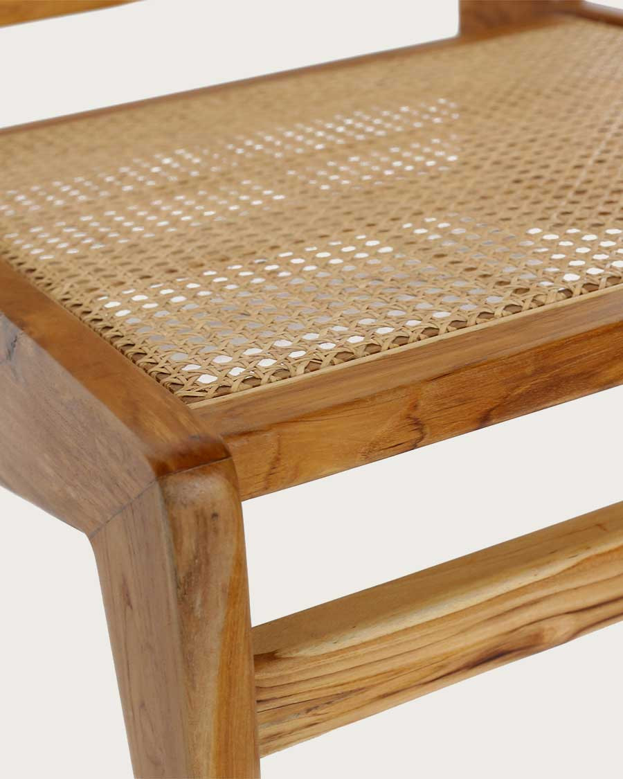 Aby - Fauteuil lounge en teck et cannage rotin