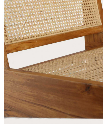 Aby - Fauteuil lounge en teck et cannage rotin