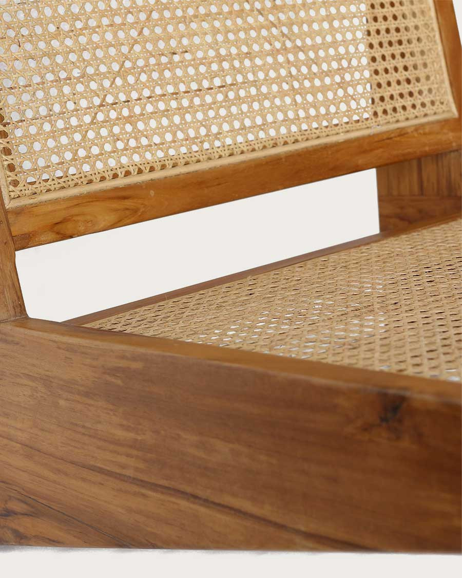 Aby - Fauteuil lounge en teck et cannage rotin