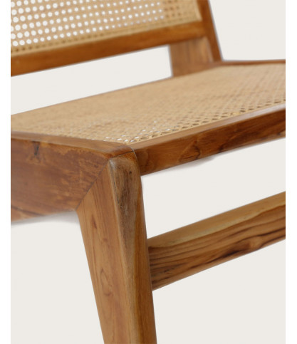 Aby - Fauteuil lounge en teck et cannage rotin