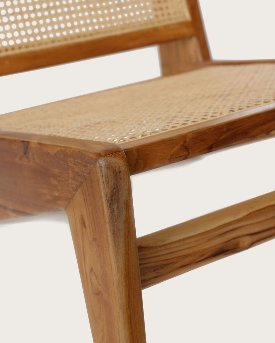 Aby - Fauteuil lounge en teck et cannage rotin