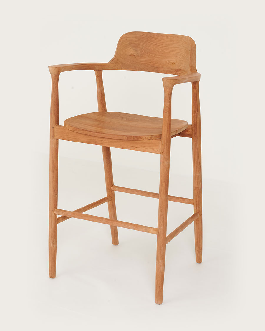 Singo - Chaise de bar en teck massif
