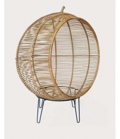 Ego - Fauteuil oeuf sur pieds en rotin tressé