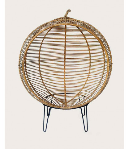 Ego - Fauteuil oeuf sur pieds en rotin tressé