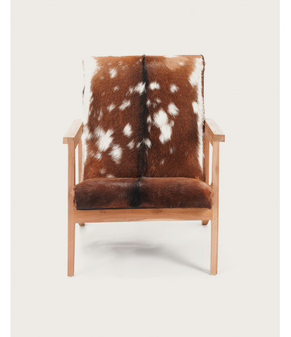 Cow Boy -  Fauteuil en teck et peau de chèvre
