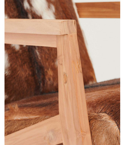Cow Boy -  Fauteuil en teck et peau de chèvre
