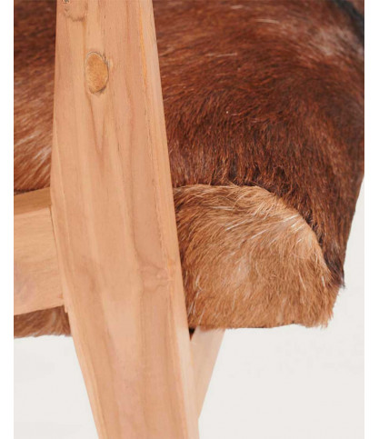 Cow Boy -  Fauteuil en teck et peau de chèvre