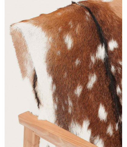 Cow Boy -  Fauteuil en teck et peau de chèvre